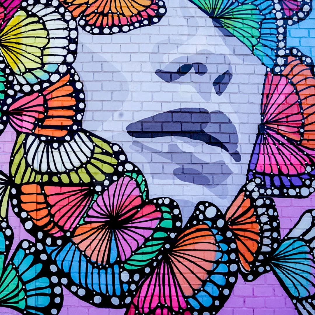 The colorful butterfly mural at Chattahoochee Food Works